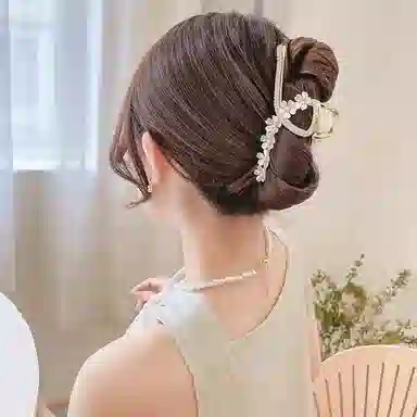 水中玉 花朵抓夹鲨鱼夹金属大号后脑勺夹子 发夹 女款