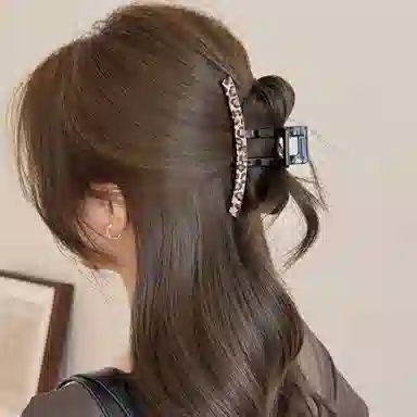 水中玉 豹纹抓夹后脑勺盘发鲨鱼夹发卡高级感夹子头饰 亚克力 发夹 女款