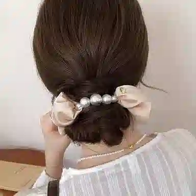 水中玉 法式复古珍珠发圈高弹力扎发发绳气质丸子头耐用头饰 皮筋 头绳 女款