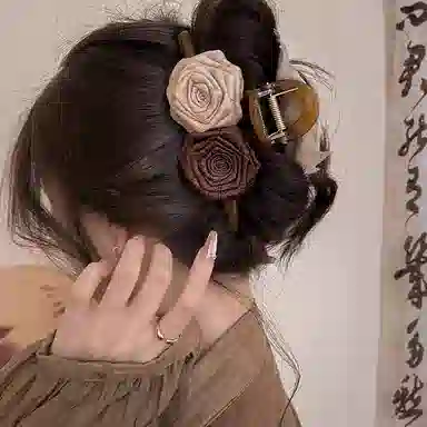 水中玉 干枯玫瑰抓夹法式花朵发卡后脑勺超仙盘发卡子超大号鲨鱼夹头饰 发夹 女款