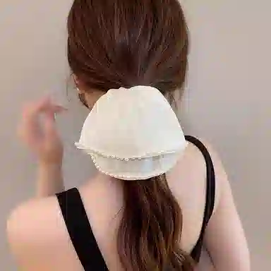 水中玉 韩系超大仿珍珠网纱大肠 扎头 慵懒风 皮筋 头绳 女款