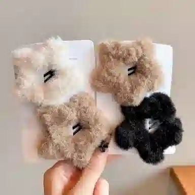 水中玉 五角星毛绒可爱发卡秋冬夹子前额侧边碎发刘海夹头饰 合金 发夹 女款