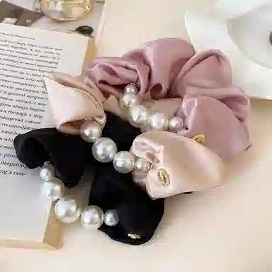 水中玉 法式复古珍珠发圈高弹力扎发发绳气质丸子头耐用头饰 皮筋 头绳 女款