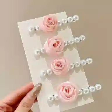 水中玉 花朵高端夹子侧边刘海碎发发卡头花一字夹头饰 合金 发夹 女款