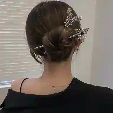 水中玉 高级感蝴蝶 现代金属盘发古风搭配汉服 发簪 女款