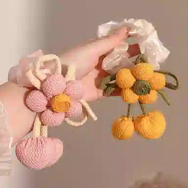 水中玉 花朵发圈高弹力丸子头扎头发发绳高级感耐用头饰 皮筋 头绳 女款