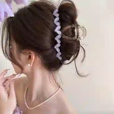 水中玉 优雅爱心抓夹高级感气质鲨鱼夹发抓后脑勺大号盘发发卡夹子 发夹 女款