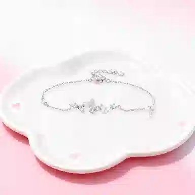 【纯银999 | 星光蝴蝶】 凤祥囍事 老凤祥 优雅浪漫温柔小众设计简约学生日常轻奢高级感经典百搭通勤浪漫约会可调节#好运 足银 手链 女款