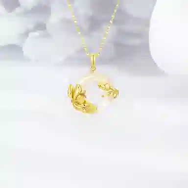 凤祥囍事 老凤祥 六月荷花 莲花 在逃公主系列轻奢闪钻小众设计高级感 梦幻浪漫精致甜美氛围感清冷  好运连连 玉髓 项链 女款