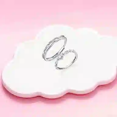 【纯银999】 凤祥囍事 老凤祥 经典百搭设计小众简约时尚星河灿烂爱意满满学生日常轻奢甜蜜高级感开口可调节 足银 戒指一对 男女同款情侣款