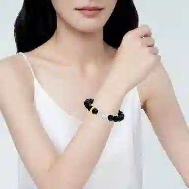 【纯银999 | 招财貔貅】 凤祥囍事 老凤祥 优雅浪漫温柔小众设计简约学生日常轻奢高级感经典百搭上岸浪漫约会 黑曜石 手串 男女同款情侣款