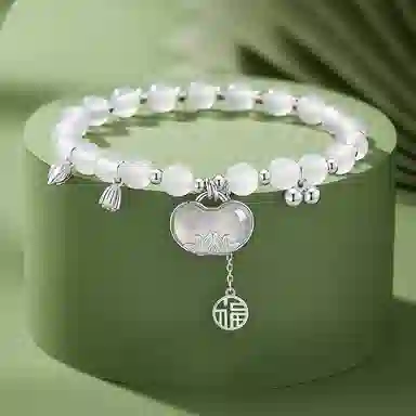 凤祥囍事 老凤祥  如意平安锁 新中式小众转运珠 好运连连招财纳福顺遂财源滚滚暴富上岸好运 玉髓 手串 女款