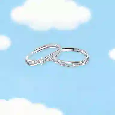 【纯银999】 凤祥囍事 老凤祥 经典百搭设计小众简约时尚星光闪耀爱意满满学生日常轻奢甜蜜高级感开口可调节 足银 戒指一对 男女同款情侣款