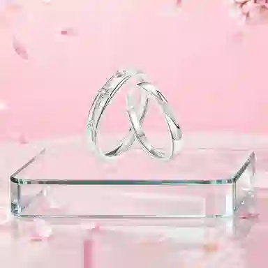 【纯银999】 凤祥囍事 老凤祥 经典百搭小众设计简约精致闪耀星河爱意满满学生日常轻奢甜蜜高级感开口可调节 足银 戒指一对 男女同款情侣款