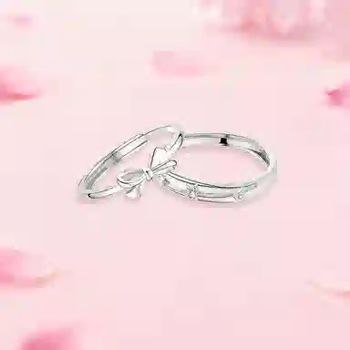 【纯银999】 凤祥囍事 老凤祥 经典精致小众设计百搭爱意满满学生日常简约轻奢蝴蝶结甜蜜高级感开口可调节 足银 戒指 男女同款情侣款