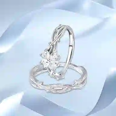 【足银999】 凤祥囍事 老凤祥 四叶草对戒 小众设计精致高颜值独特个性清冷感  开口可调节#好运 纯银 戒指 男女同款情侣款