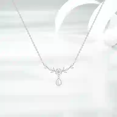 【999银】 凤祥囍事 紫藤花四叶草闪耀水滴 时尚小众新中式 清冷高级设计极简百搭显气质优雅时髦贵气感 #好运 玉髓 项链 女款