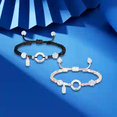 【999足银】 凤祥囍事 老凤祥 莲花喜乐平安扣 好运莲莲 新中式平安喜乐轻奢精致小众简约设计 甜蜜饰爱礼盒#好运 纯银 手绳 男女同款情侣款