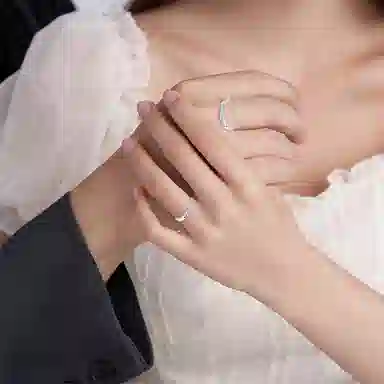 【999足银可刻字】 凤祥囍事 老凤祥 共渡爱河系列 莫比乌斯纯银钻石素圈对戒可调节大小 钟爱久久 轻奢告白礼盒 纯银 戒指 男女同款情侣款