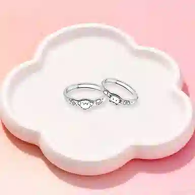 【纯银999】 凤祥囍事 老凤祥 经典时尚小众设计百搭爱意满满萌宠高级感学生日常简约轻奢甜蜜开口可调节 足银 戒指 男女同款情侣款