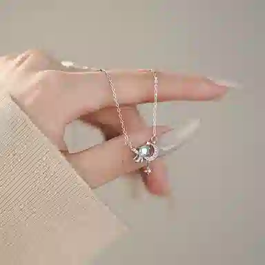 【纯银999|可刻字|顺丰速递】 凤祥囍事 星星月亮锁骨链 简约精致高级感 优雅精致轻奢表白 足银 项链 女款