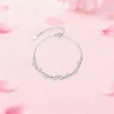 【纯银999 | 星光蝴蝶结】 凤祥囍事 老凤祥 优雅浪漫温柔小众设计简约学生日常轻奢高级感经典百搭通勤浪漫约会可调节#好运 足银 手链 女款