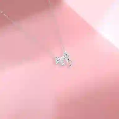 【纯银999|免费刻字】 凤祥囍事 老凤祥 璀璨闪耀星光蝴蝶结 轻奢小众设计甜美可爱梦幻轻奢时尚百搭高级感锁骨链#好运 足银 项链 女款