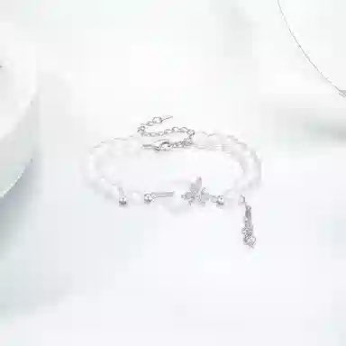凤祥囍事 【老凤祥】平安福蝶 蝴蝶平安扣 复古小众新中式 清冷高级设计 极简百搭显气质 玉髓 手链 女款