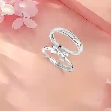 【纯银999】 凤祥囍事 老凤祥 经典精致小众设计百搭爱意满满学生日常简约轻奢蝴蝶结甜蜜高级感开口可调节 足银 戒指 男女同款情侣款