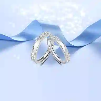 【999足银】 凤祥囍事 老凤祥 天作之合 甜蚀冰川素圈对戒 开口可调节 轻奢小众设计 钟爱久久 告白女友 纯银 戒指一对 男女同款情侣款