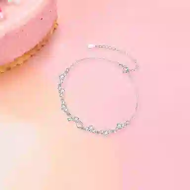 【纯银999 | 星光蝴蝶结】 凤祥囍事 老凤祥 优雅浪漫温柔小众设计简约学生日常轻奢高级感经典百搭通勤浪漫约会可调节#好运 足银 手链 女款