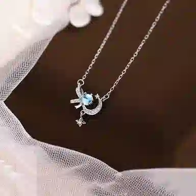 【纯银999|可刻字|顺丰速递】 凤祥囍事 星星月亮锁骨链 简约精致高级感 优雅精致轻奢表白 足银 项链 女款