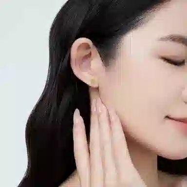 【高品质和田玉】 凤祥囍事 老凤祥 几何方块 优雅大气经典百搭璀璨方糖小众设计温润典雅 高级礼盒配饰 养耳洞 和田玉耳钉 碧玉 女款