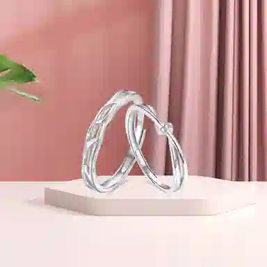 【纯银999】 凤祥囍事 老凤祥 经典百搭设计小众简约时尚闪耀爱意满满学生日常轻奢甜蜜高级感开口可调节 足银 戒指 男女同款情侣款