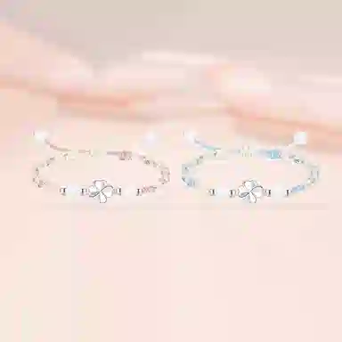 【999足银|四叶草】 凤祥囍事 老凤祥 森系小清新轻奢经典幸运草小众设计优雅百搭精致气质手工编织绳 大小可调节 纯银 手绳 男女同款情侣款