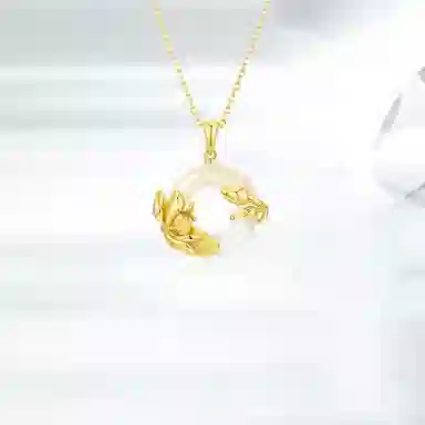凤祥囍事 老凤祥 六月荷花 莲花 在逃公主系列轻奢闪钻小众设计高级感 梦幻浪漫精致甜美氛围感清冷  好运连连 玉髓 项链 女款