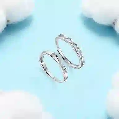【纯银999】 凤祥囍事 老凤祥 经典百搭设计小众简约时尚闪耀星河爱意满满学生日常轻奢甜蜜高级感开口可调节 足银 戒指一对 男女同款情侣款