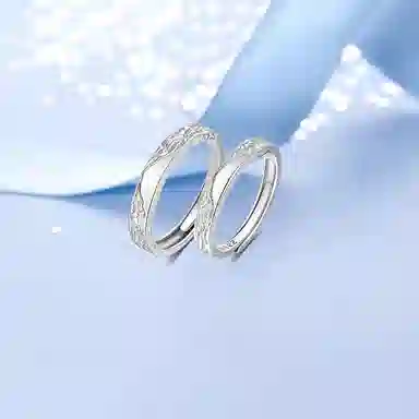 【999足银】 凤祥囍事 老凤祥 天作之合 甜蚀冰川素圈对戒 开口可调节 轻奢小众设计 钟爱久久 告白女友 纯银 戒指一对 男女同款情侣款