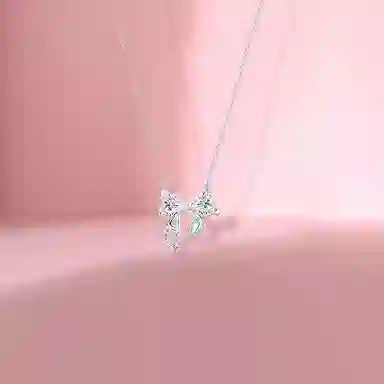 【纯银999|免费刻字】 凤祥囍事 老凤祥 璀璨闪耀星光蝴蝶结 轻奢小众设计甜美可爱梦幻轻奢时尚百搭高级感锁骨链#好运 足银 项链 女款