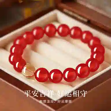 凤祥囍事 老凤祥  东方设计 财富之石 升职加薪 国潮国风新中式 极简百搭清冷高级感设计显气质优雅贵气感 #好运 玛瑙 手串 男女同款情侣款