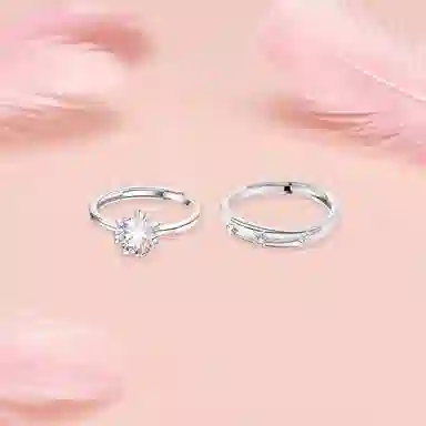 【纯银999 | 爆闪】 凤祥囍事 老凤祥 经典百搭小众设计简约精致爱意满满学生日常轻奢甜蜜高级感开口可调节 足银 戒指一对 男女同款情侣款