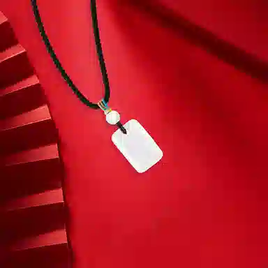 凤祥囍事 祥瑞无事牌 新中式国潮无事牌平安玉牌纳福吊坠 手工编绳可调节气质百搭本命年转运复古国风设计 精美礼盒#好运 玉髓 项链 女款