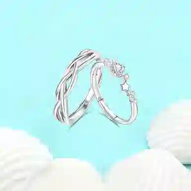 【纯银999】 凤祥囍事 老凤祥 经典百搭小众设计简约时尚闪耀星球爱意满满学生日常轻奢甜蜜高级感开口可调节 足银 戒指 男女同款情侣款