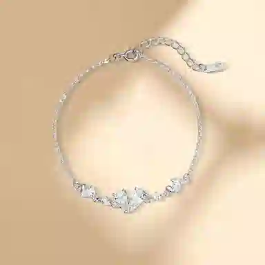 【纯银999|爱意满满】 凤祥囍事 老凤祥 碎钻爱心 梦幻甜美少女心时尚简约小众设计精致百搭手饰 足银 手链 女款