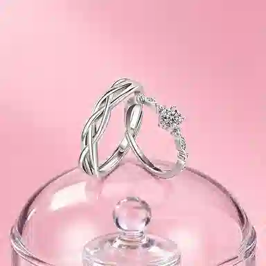 【纯银999】 凤祥囍事 老凤祥 经典百搭小众设计简约时尚星河灿烂爱意满满学生日常轻奢甜蜜高级感开口可调节 锆石 戒指 男女同款情侣款