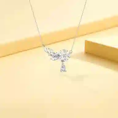 【足银999|免费定制刻字】 凤祥囍事 老凤祥 紫藤花开 轻奢小众简约高级感设计锁骨链 日常通勤百搭 表白告白精美礼盒#好运 纯银 项链 女款