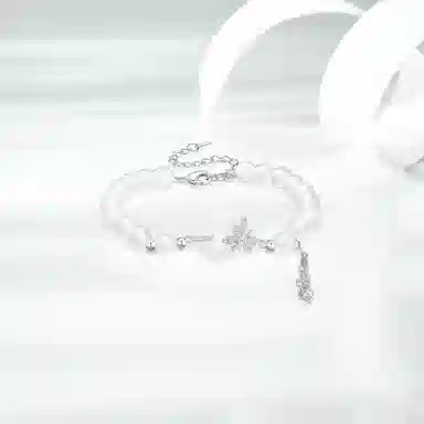 凤祥囍事 【老凤祥】平安福蝶 蝴蝶平安扣 复古小众新中式 清冷高级设计 极简百搭显气质 玉髓 手链 女款
