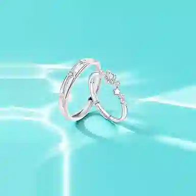 【纯银999】 凤祥囍事 老凤祥 经典百搭小众设计简约精致闪耀星球爱意满满学生日常轻奢甜蜜高级感开口可调节 足银 戒指 男女同款情侣款