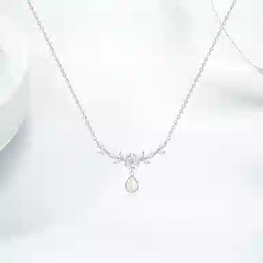 【999银】 凤祥囍事 紫藤花四叶草闪耀水滴 时尚小众新中式 清冷高级设计极简百搭显气质优雅时髦贵气感 #好运 玉髓 项链 女款