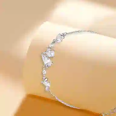 【纯银999|爱意满满】 凤祥囍事 老凤祥 碎钻爱心 梦幻甜美少女心时尚简约小众设计精致百搭手饰 足银 手链 女款